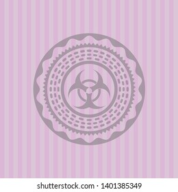 biohazard icon inside realistic pink emblem