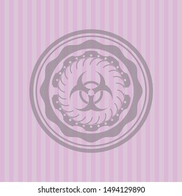 biohazard icon inside realistic pink emblem