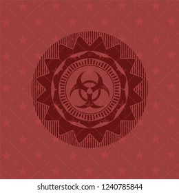 biohazard icon inside realistic red emblem