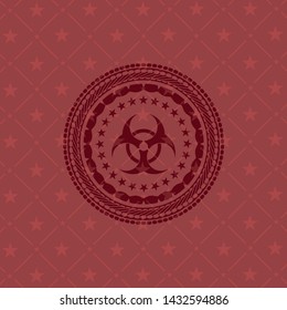 biohazard icon inside realistic red emblem