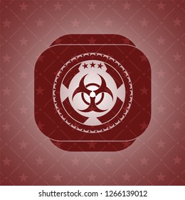 biohazard icon inside red emblem. Retro