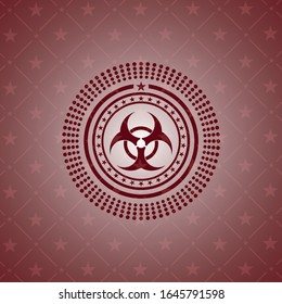 biohazard icon inside red emblem. Vintage.