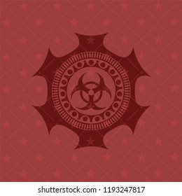 biohazard icon inside retro red emblem