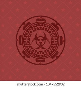 biohazard icon inside retro style red emblem