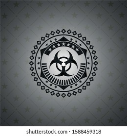 biohazard icon inside retro style black emblem