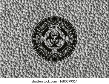 biohazard icon inside retro style black emblem with grey bubbles background. Vector Illustration. Detailed.