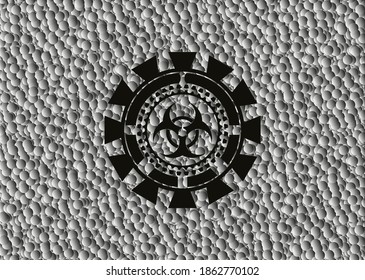 biohazard icon inside retro style black emblem with bubbles background. Vector Illustration. Detailed. 