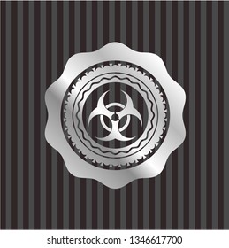 biohazard icon inside silver badge