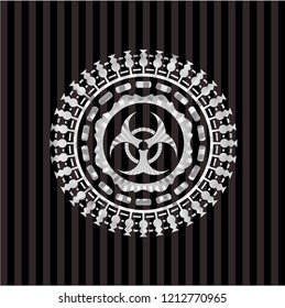 biohazard icon inside silvery shiny badge