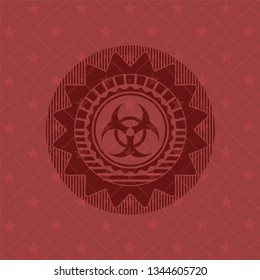 biohazard icon inside vintage red emblem