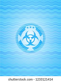 biohazard icon inside water concept emblem background.