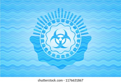 biohazard icon inside water emblem.