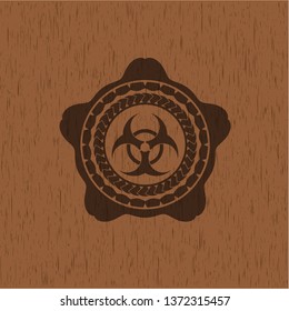 biohazard icon inside wood signboards