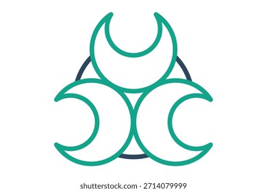 Icono de riesgo biológico. estilo de icono de línea. tres círculos superpuestos. Ilustración vectorial de Elementos de seguridad en el trabajo