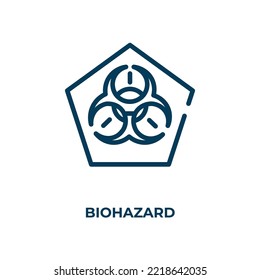 Icono de Bioriesgo. Ilustración vectorial lineal. Guión del vector del icono de riesgo biológico de contorno. Símbolo de línea delgada para uso en aplicaciones web y móviles, logotipo, medios impresos.