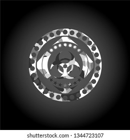 biohazard icon on grey camo texture