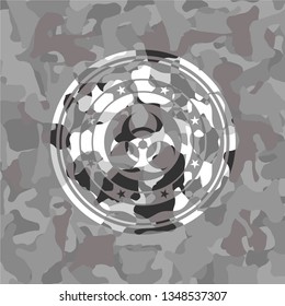 biohazard icon on grey camo pattern