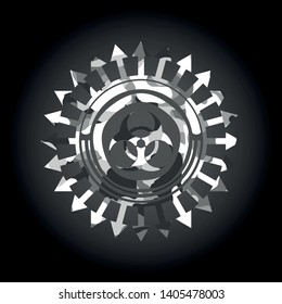 biohazard icon on grey camo texture