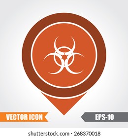  Biohazard  Icon On Map Pointer. Eps.-10.