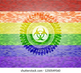 biohazard icon on mosaic background with the colors of the LGBT flag