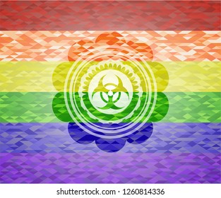 biohazard icon on mosaic background with the colors of the LGBT flag