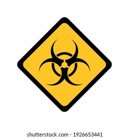 biohazard icon, pictogram in yellow square, isolated on white background symbol, warning sign