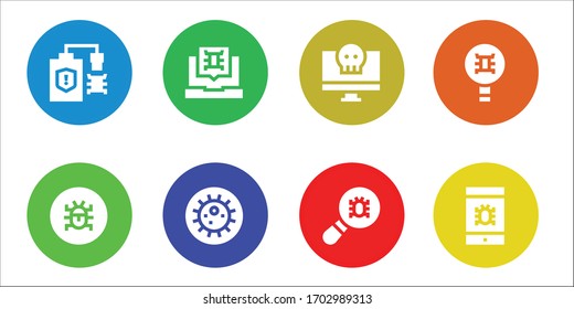 bio-hazard icon set. 8 filled bio-hazard icons. Included Virus, Bacteria icons