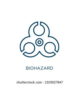 biohazard icon. Thin linear biohazard outline icon isolated on white background. Line vector biohazard sign, symbol for web and mobile