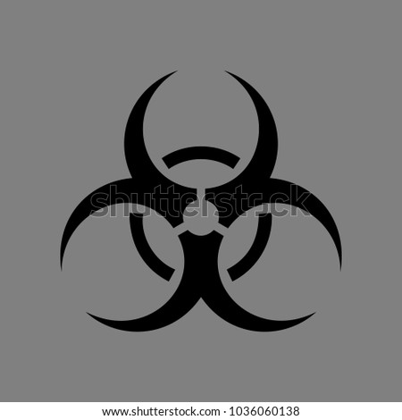 Biohazard icon. Vector. Black icon on medium gray background. Isolated.