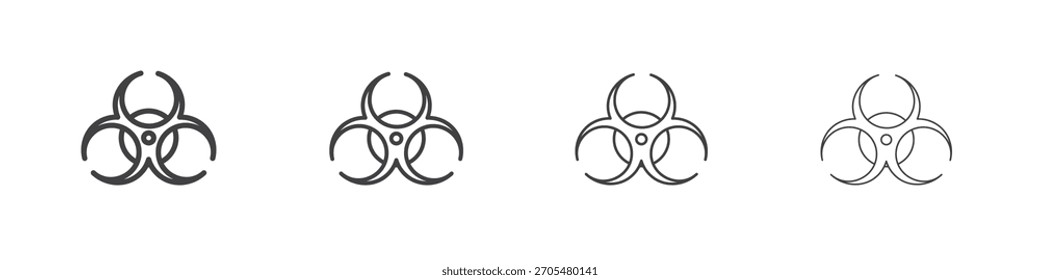 Biorrisco ícone vetor coleção, modelo de logotipo de ilustração em linha fina moda traços editáveis estilo.