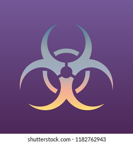 Biohazard icon. Vector. Evening gradient icon at violet background.
