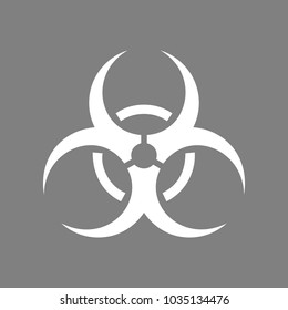 Biohazard icon. Vector. White icon on medium gray background. Isolated.