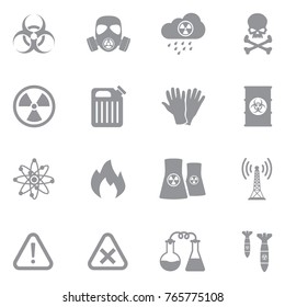 Biohazard Icons. Gray Flat Design. Vector Illustration. 