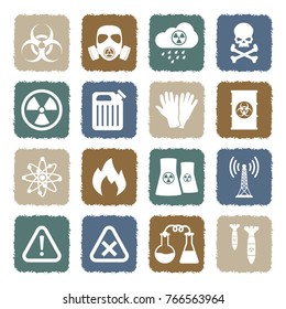 Biohazard Icons. Grunge Color Flat Design. Vector Illustration. 