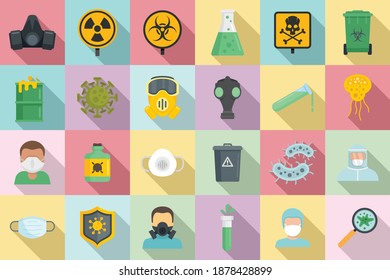 Biohazard icons set. Flat set of biohazard vector icons for web design