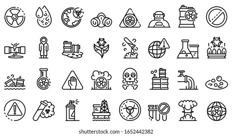 Biohazard icons set. Outline set of biohazard vector icons for web design isolated on white background