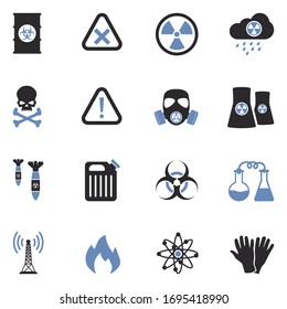 Biohazard Icons. Two Tone Flat Design. Vector Illustration.
