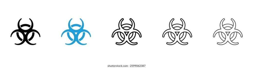 Biohazard icons vector illustrations in black and blue colors for web and ui designs