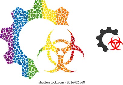 Biohazard industry composition icon of round dots in different sizes and spectrum colorful color tints. A dotted LGBT-colored biohazard industry for lesbians, gays, bisexuals, and transgenders.
