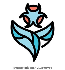 Biohazard leaf icon. Outline biohazard leaf vector icon color flat isolated