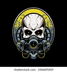 biohazard mask skull head illustration