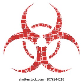 Biohazard mosaic icon of square figures and circles in various sizes. Vector objects are organized into biohazard mosaic design concept.