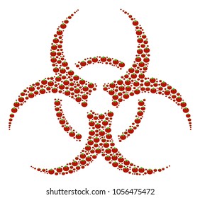 Biohazard mosaic of tomato. Vector tomato vegetable objects are united into biohazard figure. Healthy vector design concept.