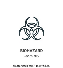Biohazard outline vector icon. Thin line black biohazard icon, flat vector simple element illustration from editable chemistry concept isolated on white background
