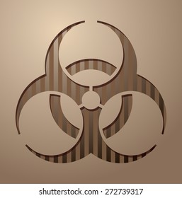 Biohazard Paper Cutout Sign, Vector Illustration. 