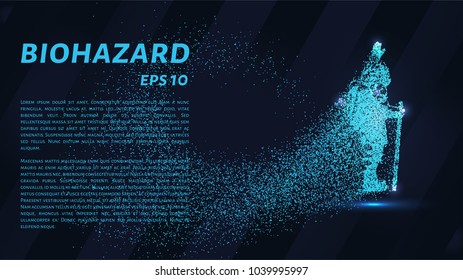 The biohazard of the particles. Man in protective suit. Vector illustration