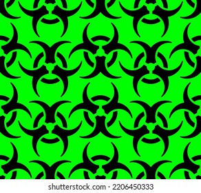 Patrón de riesgo biológico sin fisuras. Fondo de peligro nuclear. textura.

