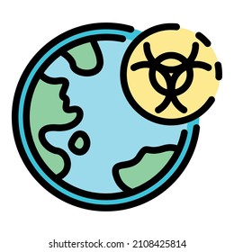 Biohazard planet affection icon. Outline biohazard planet affection vector icon color flat isolated