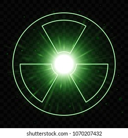 Biohazard, radiation symbol on dark green background. Vector illustration, eps 10.
