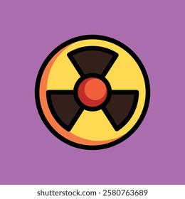 Biohazard, radioactive, nuclear maxim, radiation doodle cartoon, minimalist vector illustration, simple concept, Isolated